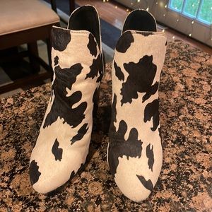 Cow print ankle boots